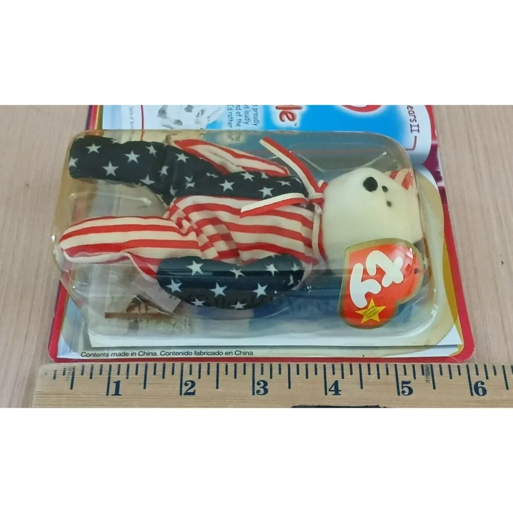 McDonald's Ty Beanie Baby Patriotic Stuffed Spangle The Bear Toy Vintage